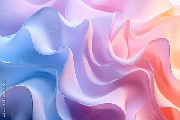 Fototapeta Abstract depiction of flowing fabric with various pastel colors