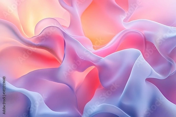 Fototapeta Soft and flowing fabric in vibrant and dreamlike pastel colors