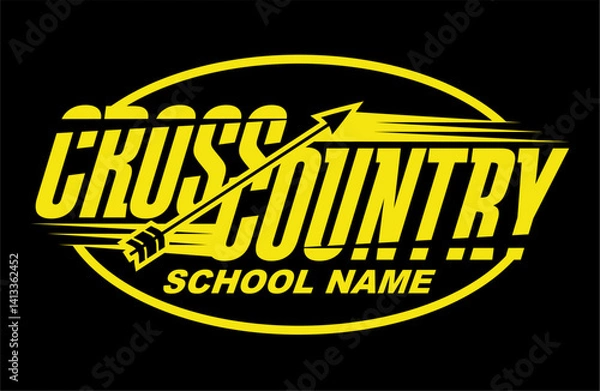 Fototapeta cross country team design with arrow for school, college or league sports