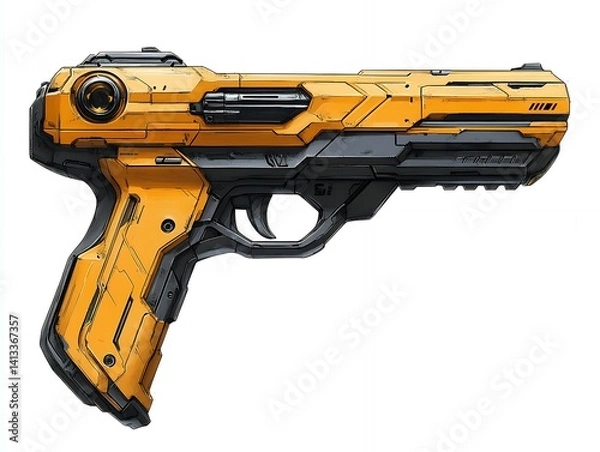 Obraz Futuristic Handgun With Sleek Design and Vibrant Color Scheme