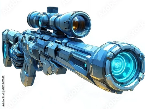Fototapeta Futuristic Sniper Rifle Design With Advanced Technology Features
