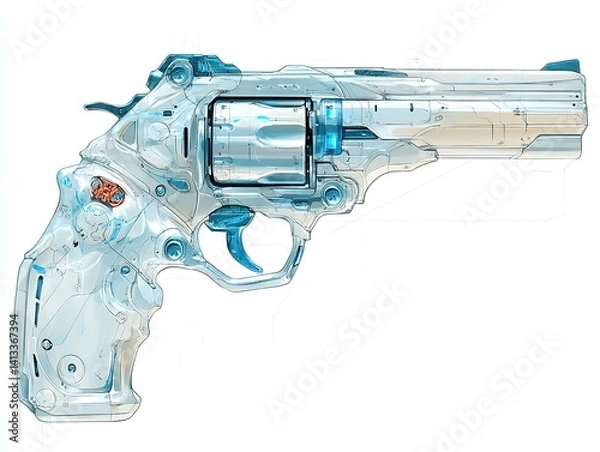 Obraz Futuristic Transparent Revolver Design Showcases Advanced Technology