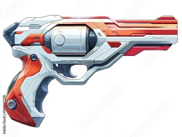 Obraz Futuristic Handgun Design Showcasing Advanced Technology and Vibrant Colors