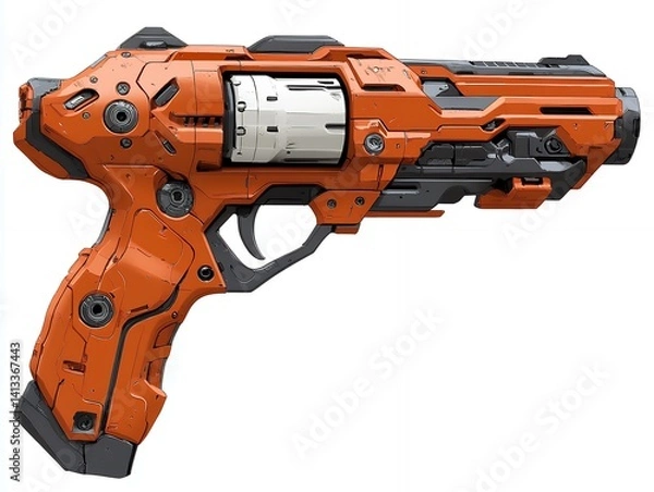 Obraz Futuristic Weapon Design Featuring a Sleek Orange Plasma Gun