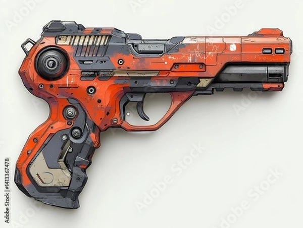 Obraz Futuristic Orange Weapon With Intricate Details and Unique Design