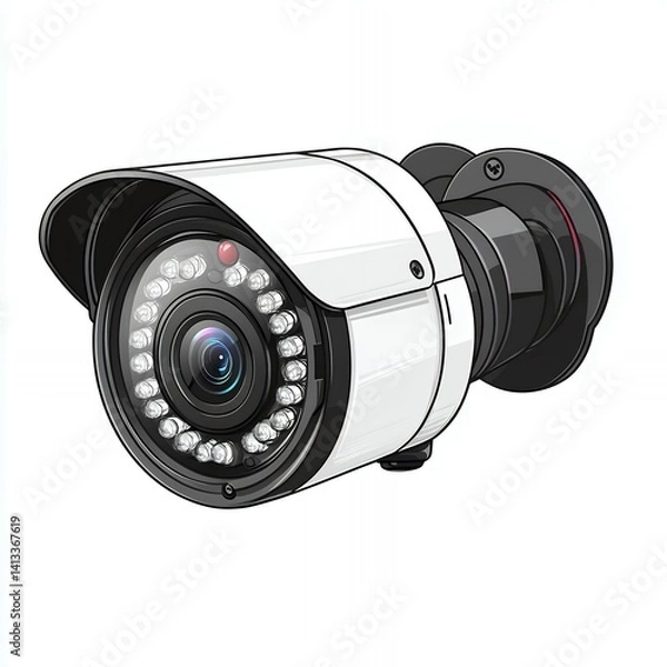 Obraz Colorful Illustration of a Portable Security Camera With Night Vision