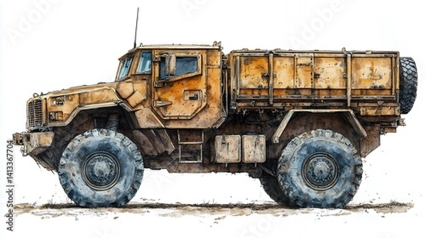 Obraz Colored Illustration of an MRAP Vehicle From a Side View