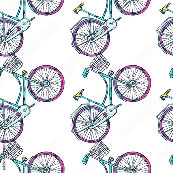 Fototapeta Vector Bicycle with Cart