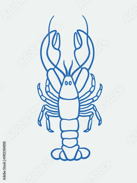 Fototapeta Hand-drawn lobster Illustrations. Line art, ink, minimalist style. Vector illustration. Summer collection.