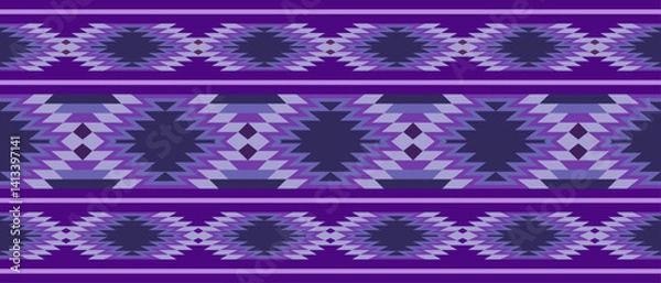 Obraz Purple Southwestern stripe seamless repeat pattern - Vector Illustration
