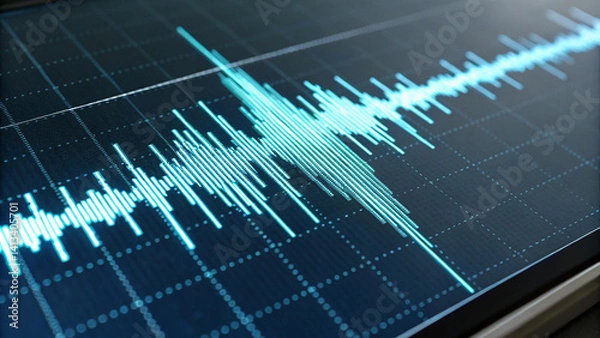 Obraz Biometric Technology and Security. Digital display showing a seismic waveform reading.