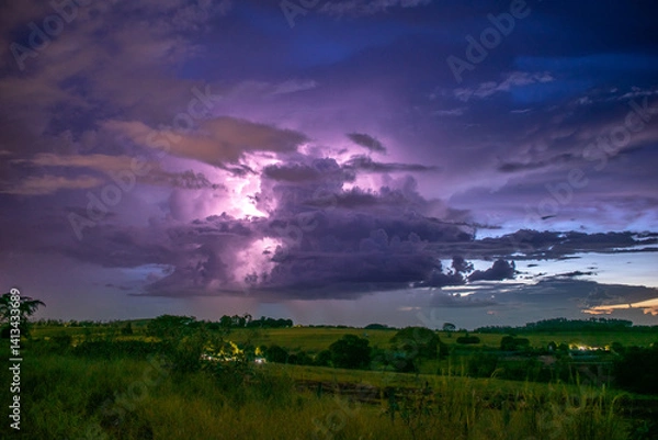 Fototapeta Storm clouds, dark sky, dark storm clouds