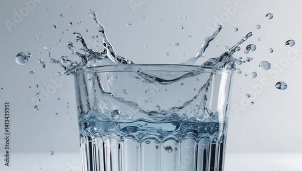 Fototapeta Water splashing over the edge of a glass