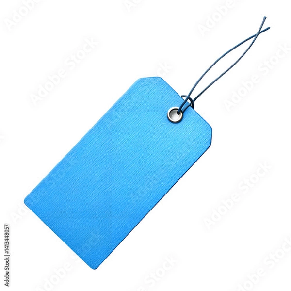 Fototapeta A single, light blue tag Isolated on a transparent background, PNG.