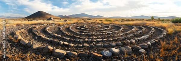 Fototapeta Harmonious Earth: Human Footprints in an Ecological Canvas of Geometric Patterns