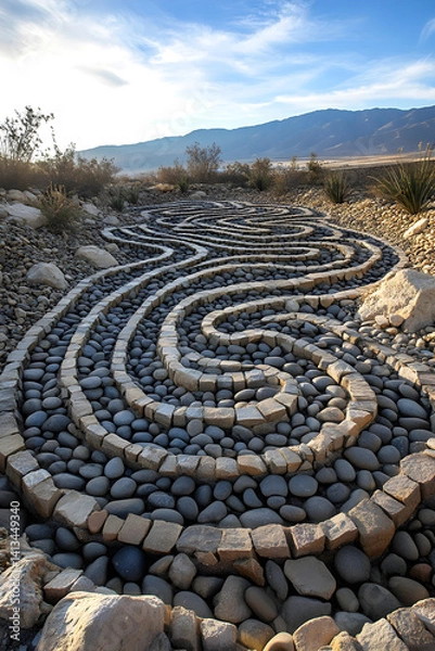 Fototapeta Harmonious Earth: Human Footprints in an Ecological Canvas of Geometric Patterns