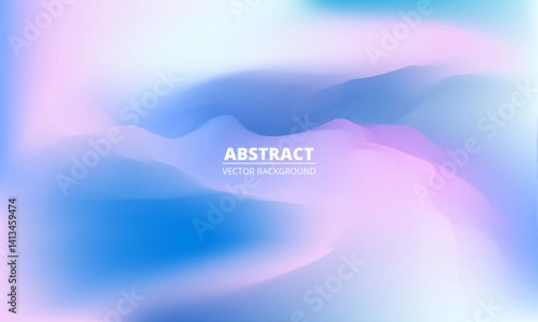 Fototapeta Blue and pink blurred holographic gradient background. Abstract sky and mountains creative concept backdrop. Minimalist pastel colour gradation background. Vector illustration.