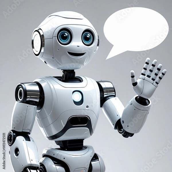 Fototapeta The android robot says something