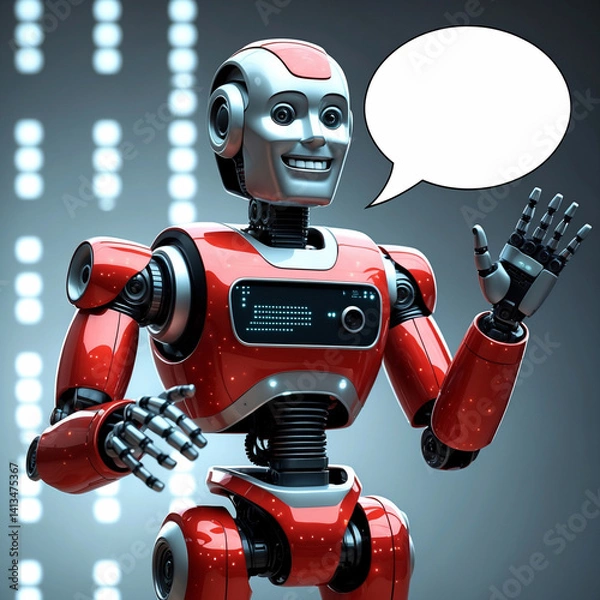 Fototapeta The android robot says something