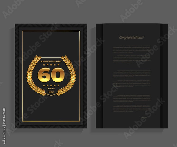 Fototapeta 60th anniversary decorated greeting / invitation card template with logo.