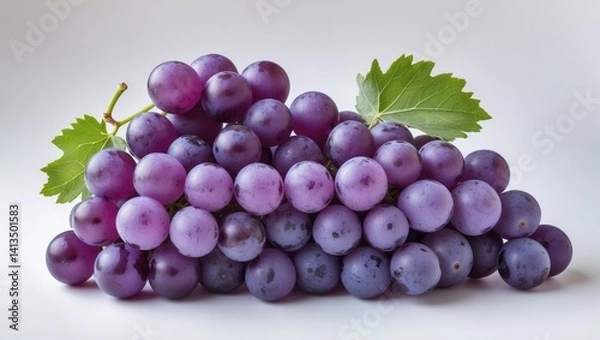 Fototapeta White background with isolated ripe grapes
