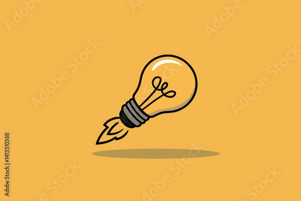 Obraz Light bulb taking off like a rocket, idea and startup concept