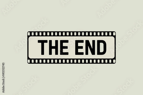 Obraz Vector illustration of old cinema film reel with text The End