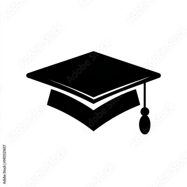 Fototapeta Simple and Elegant Graduation Cap Icon in Minimalist Style, Perfect for Educational Themes, Ceremony Promotions, and Commencement Celebrations in Digital or Print Media