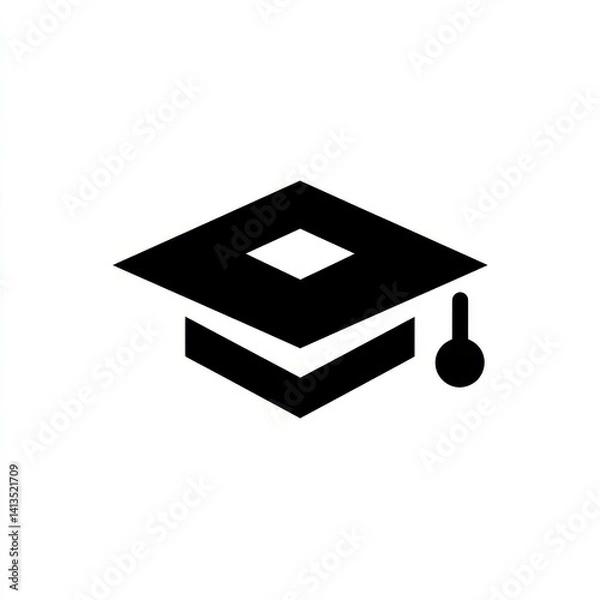 Obraz Simple and Modern Graduation Mortarboard Cap Icon Suitable for Academic Themes, Education Materials, and Celebratory Events with Distinctive Square Design