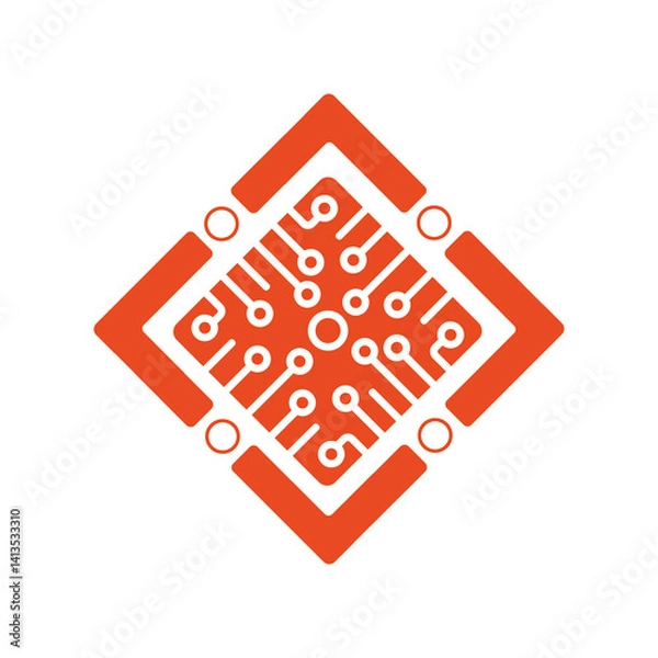 Obraz A diamond-shaped logo that symbolizes the network, connection