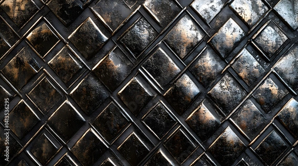 Obraz Intricate Metallic Texture: A Dazzling Display of Industrial Elegance and Organic Fluidity