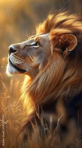 Obraz Regal Majesty: The Lion's Commanding Presence in the Heart of the Savannah