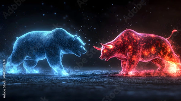 Obraz Two bears are fighting in a snow-covered fiel