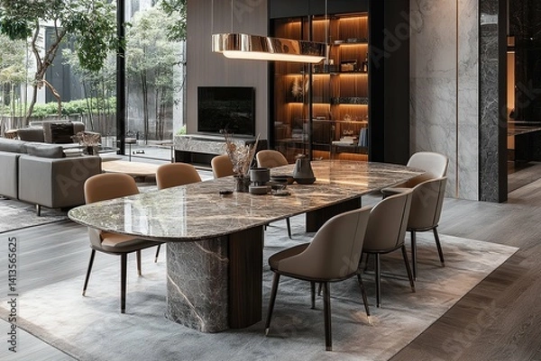 Obraz A Modern Dining Room Decorated with Elegant Furniture Elements