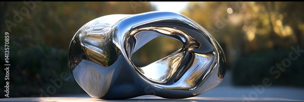 Obraz Ethereal Harmony: A Stunning Dance of Metallic Reflections and Nature