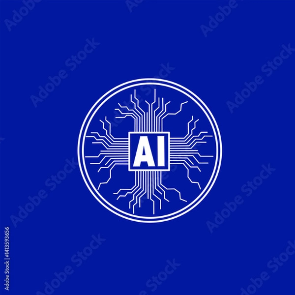 Fototapeta Artificial intelligence icon vector AI sign for graphic design, logo, website, social media, mobile app, UI illustration.