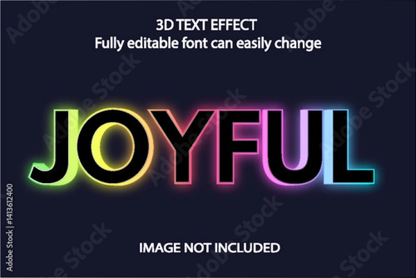Fototapeta Joyful 3D Text Effect Graphic Design Template.