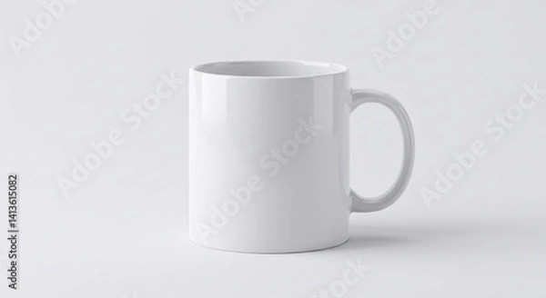 Fototapeta Empty coffee mug mockup on a bright white background, clear and easy to visualize, ideal for product photography