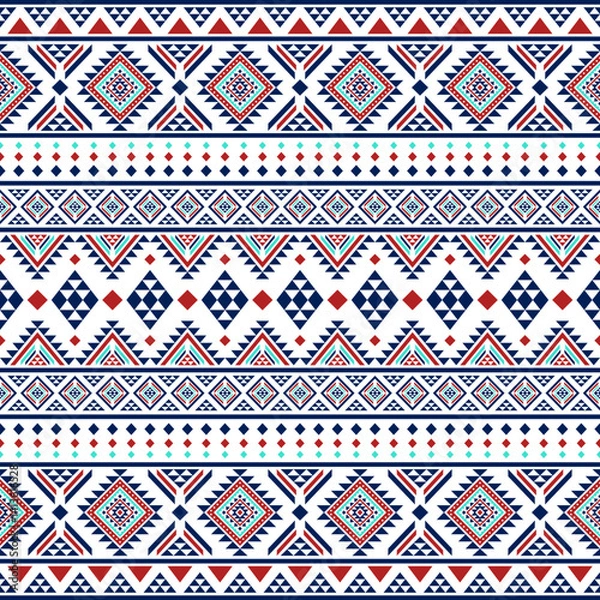 Fototapeta Southwest Native seamless pattern ethnic tribal Aztec geometric Navajo Native American fabric colorful design vector for textile print