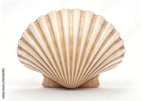 Fototapeta Single Elegant Scallop Shell Ocean Seashell Beach Seascape Summer Vacation Coastal Theme Nautical