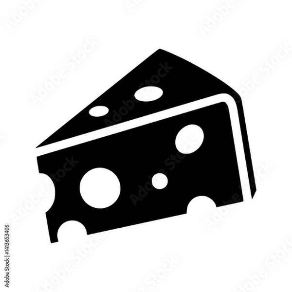 Obraz Cheese Slice Icon - Black Outline