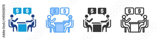 Fototapeta Renegotiation icon set multiple style collection