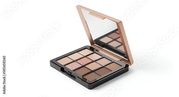 Obraz Makeup compact mockup open on white background