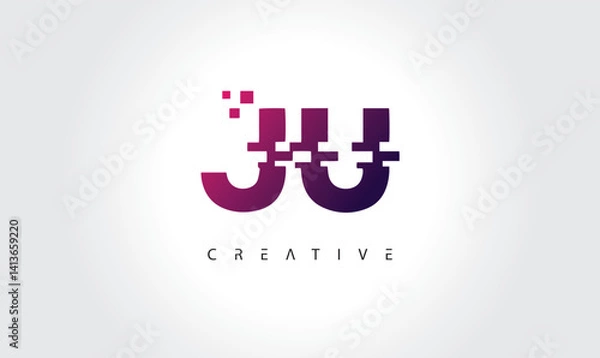 Fototapeta "Digital Glitch JU Letter Logo | Modern Creative Branding Design | Technology Business Identity"
