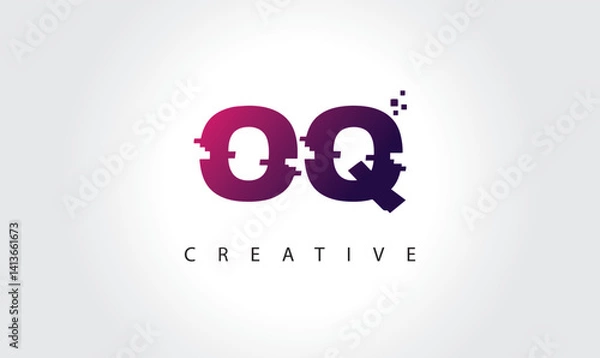 Fototapeta "Digital Glitch OQ Letter Logo | Modern Creative Branding Design | Technology Business Identity"