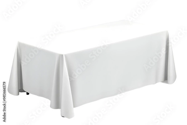 Fototapeta Isolated Photo of a White Table Covered in Smooth Cloth on Transparent Background