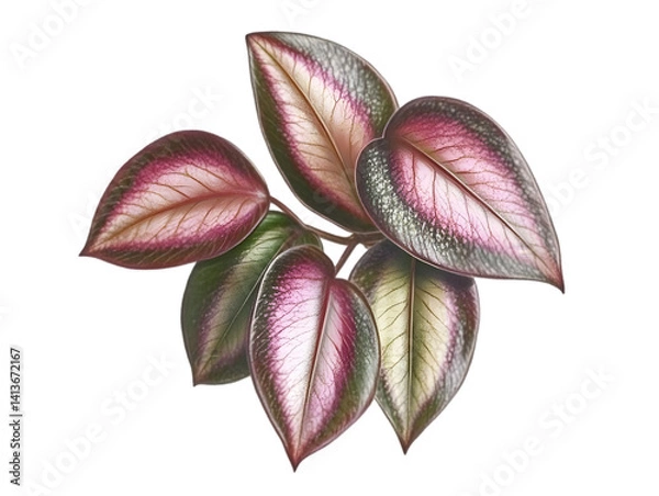 Obraz Isolated Realistic Illustration Of Leafy Plant With Pink Green And Violet Tones