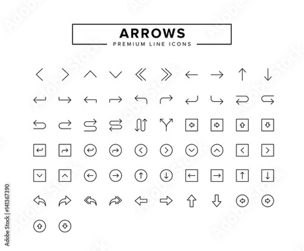Fototapeta Arrows line icon set