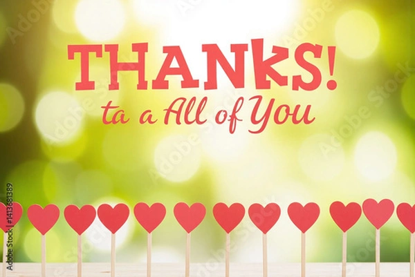 Fototapeta group of toothpicks with the words thanks to all of you