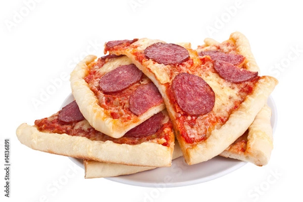 Fototapeta sliced salami pizza